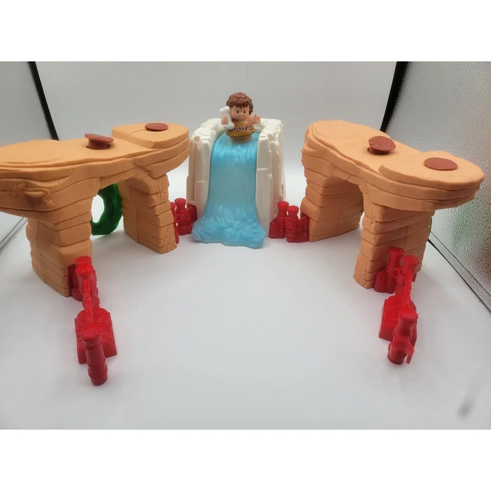 Fisher Price Little People Caveman Waterfall Rock Playset Pieces Tan Blue Red